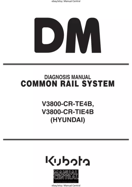 Kubota - Diagnosis Manual - Common Rail System - V3800 Cr Te4B Tie4B - Hyundai