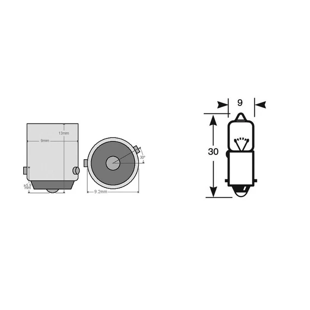 Okyami Scatola 10Pz lampadina 12v 6W Bax9St8 Bianca Perni Disassati