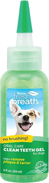 TropiClean Fresh Breath Dog Teeth Cleaning Gel Helps Remove Plaque Tartar 59ml