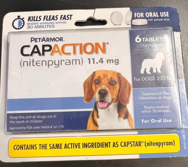 PetArmor Capaction Oral Flea Treatment for Dogs (2-25 lbs) 6 tablet 8/2024+ 3103