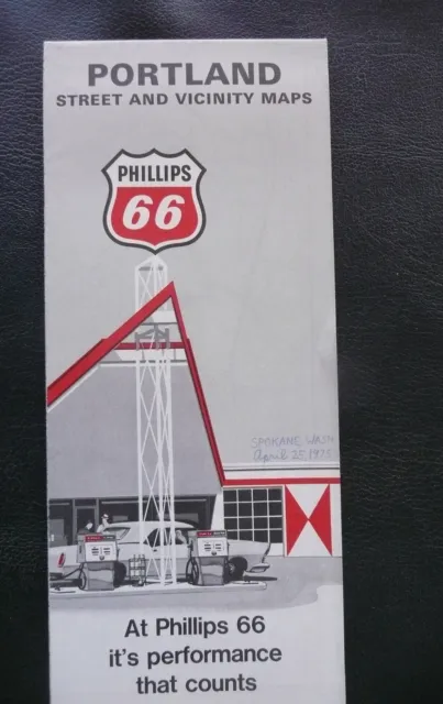 1969 Portland street  map Phillips 66  gas oil city Oregon schools marked