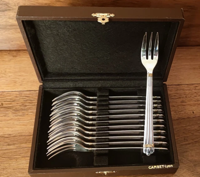 COUTEAU + FOURCHETTE a Découper métal argenté christofle. BORÉAL EUR