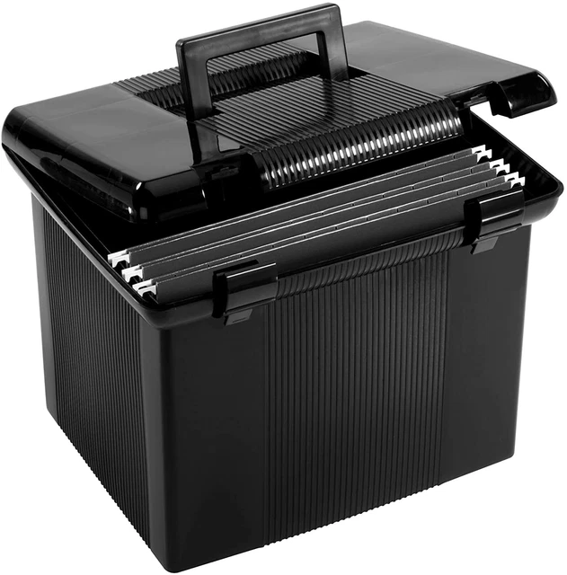 Pendaflex Portable File Box with File Rails, Hinged Lid with Double Latch Closur