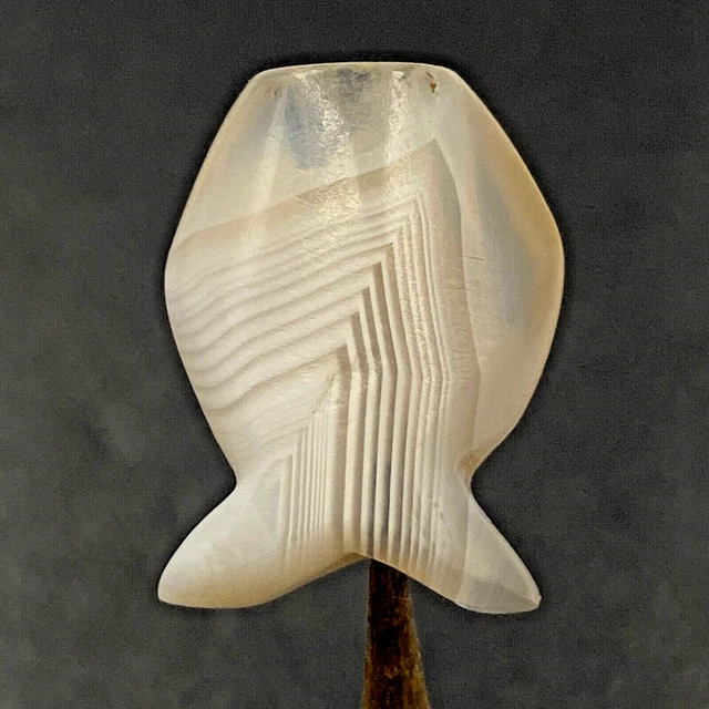 Indo Tibetan Ancient Agate Suleimani Eye Bead Carnelian in shape of Fish