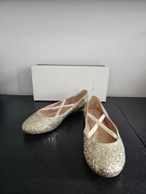 Marc Jacobs Gold Glitter Ballet Flats Sz 38