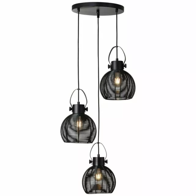 BRILLIANT LAMPE SAMBO suspension 3 ampoules cocarde noir | 3x A60, E27, 60W,  lam EUR 159,99 - PicClick FR