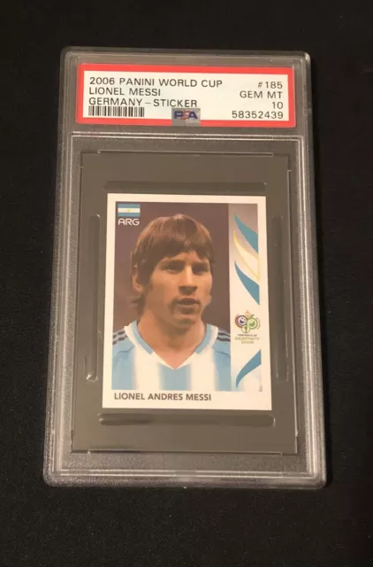 Pegatina Panini Copa Mundial Alemania 2006 Lionel Messi #185 RC PSA 10 GEMA COMO NUEVA