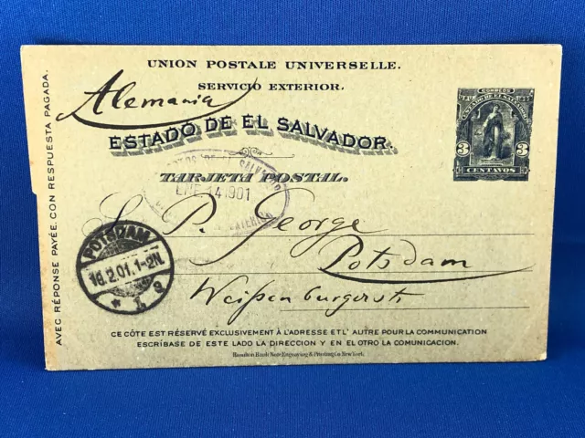 EL SALVADOR POSTAL STATIONERY 1901 to GERMANY      (A4/51)