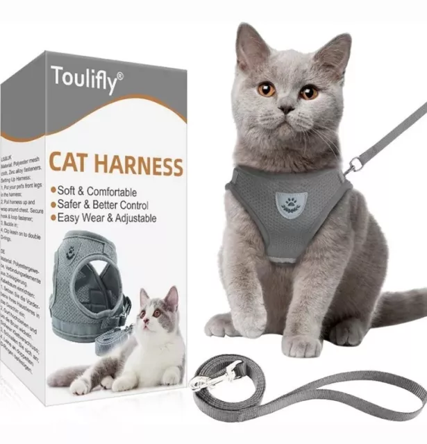 Toulifly Cat Harness, Kitten and Puppy Universal Harness with Leash, Escap proof