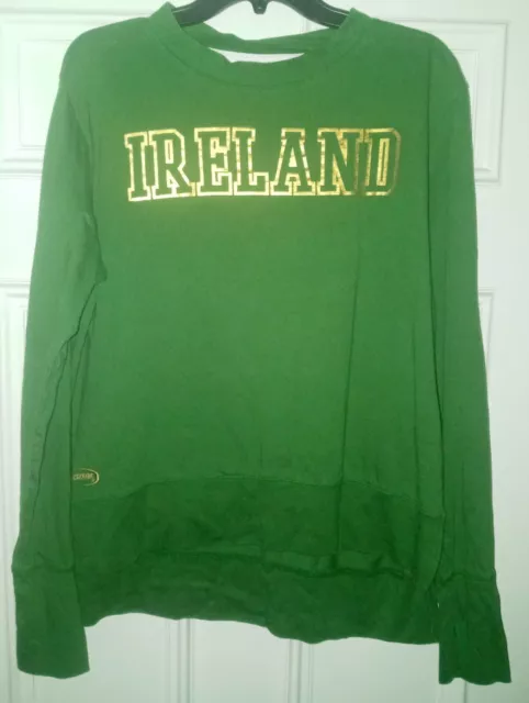 Ireland  W/ Gold Lettering Sweatshirt Landsdowne Womens XL Green Long Sleeve