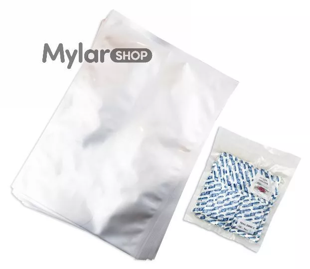 10 35cm x 50cm 2 gallon 7mil HD Mylar bags & 10 2000cc OxyFree oxygen absorbers