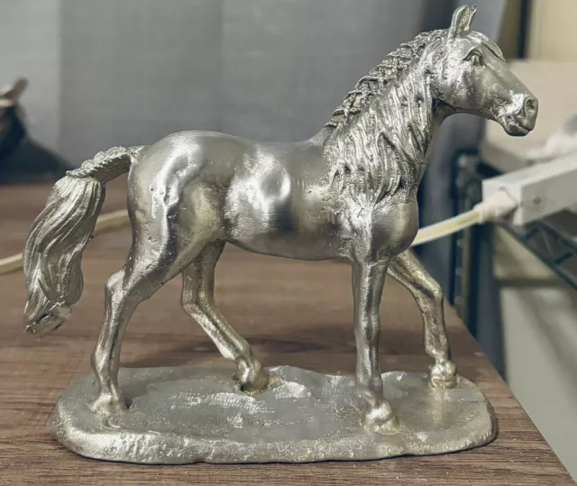 Handmade Solid Pewter Horse Statue Sculpture Art