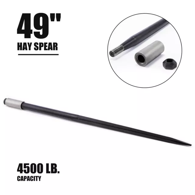 49inHay Bale Spear 4500 Pound Capacity for Skid Steer Tractor Bobcat Loader More