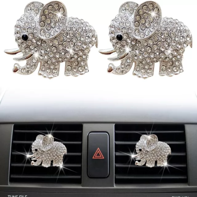 4 Pieces Silver Bling Elephant Car Air Vent Clip  for Auto Interior