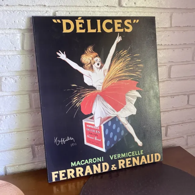 Delices Macaroni Vermicelle  Ferrand & Renaud  French Advert Art Wood Base 19.5"