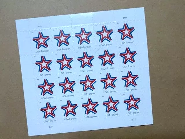 USPS Unused Forever Postage Stamps Sheet of 20 ~ 2019 "Star Ribbon" Scott 5362