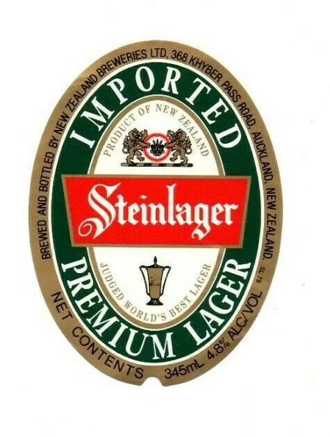 New Zealand Beer Label - New Zealand Breweries, Auckland - Steinlager
