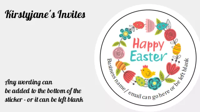 Personalised Stickers Labels Tags Circle Present Gift Happy Easter Business