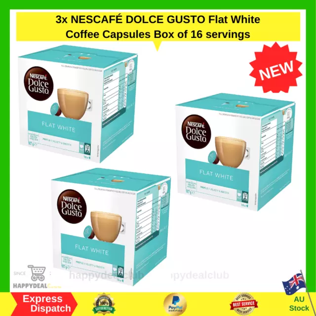 NESCAFE Dolce Gusto Flat White Coffee Pods 3 boxes (16 Capsules Per Box)