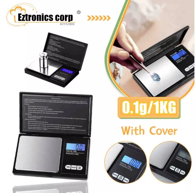Portable 1000g x 0.1g Mini Digital Scale Jewelry Pocket Balance Weight Gram LCD
