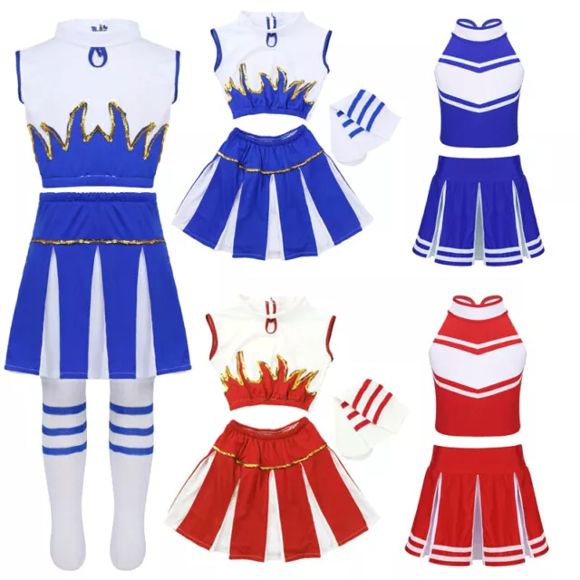 Costume cheerleader bambine abito da ballo abbigliamento carnevale cosplay set abiti