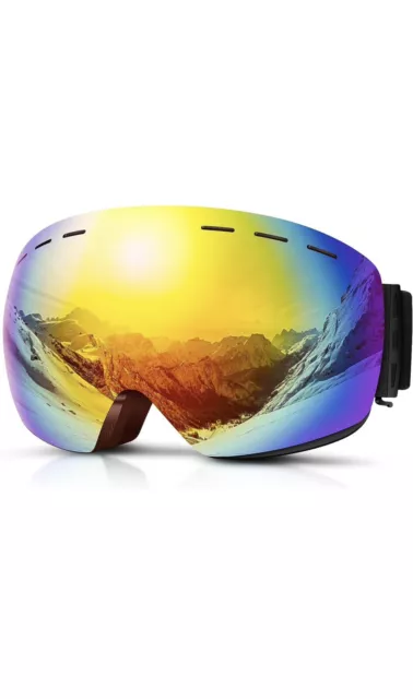 Tenger Ski Snowboard Goggles Unisex Glasses Yellow Mirrored Lens New With Case