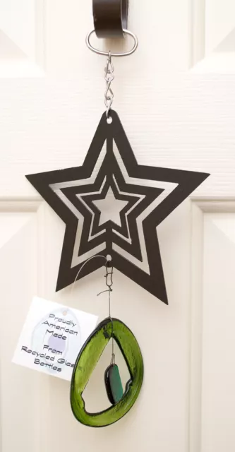 Made-in-the-USA Glass and Steel Wind Chime With Star by The Bottle Benders