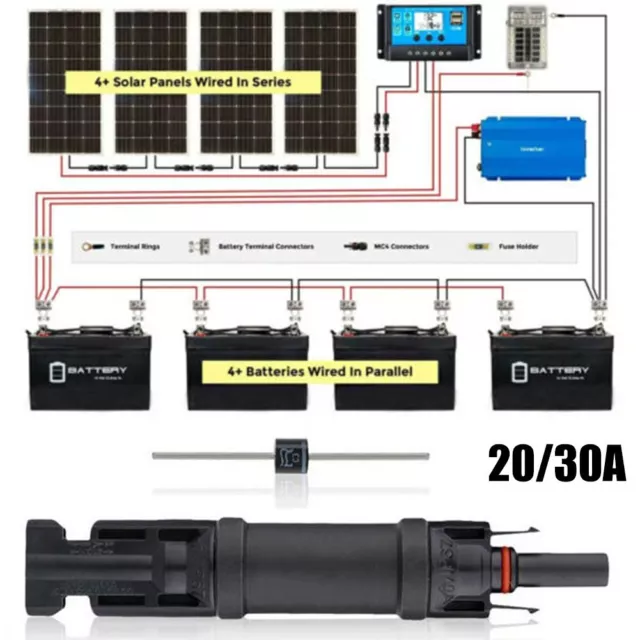 Solar Panel Fuse Holder And Fuse 30/20A Waterproof Inline PV Fuse Holder 1000VDC