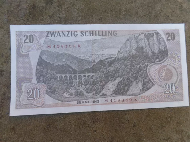 Rare Collection  Austria - Austrian 20 Shilling Banknote 1967 , Good Gift 2