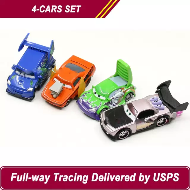 4-Car Mattel Disney Pixar Cars Boost Wingo DJ Snot Rod 1:55 Diecast Toys Loose