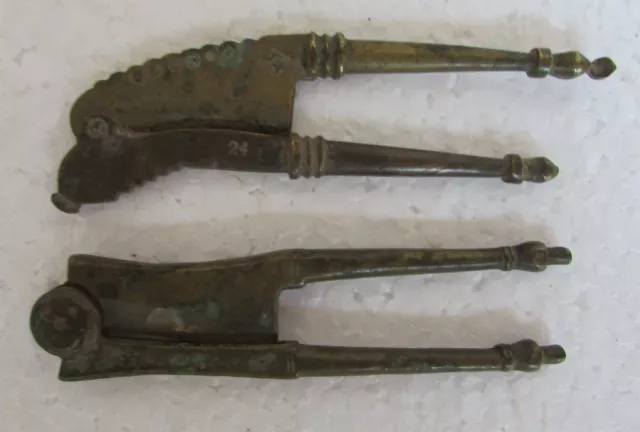 2 Pc Old Brass Unique Shape Handcrafted Betel Nut Cutter Sarota , Collectible