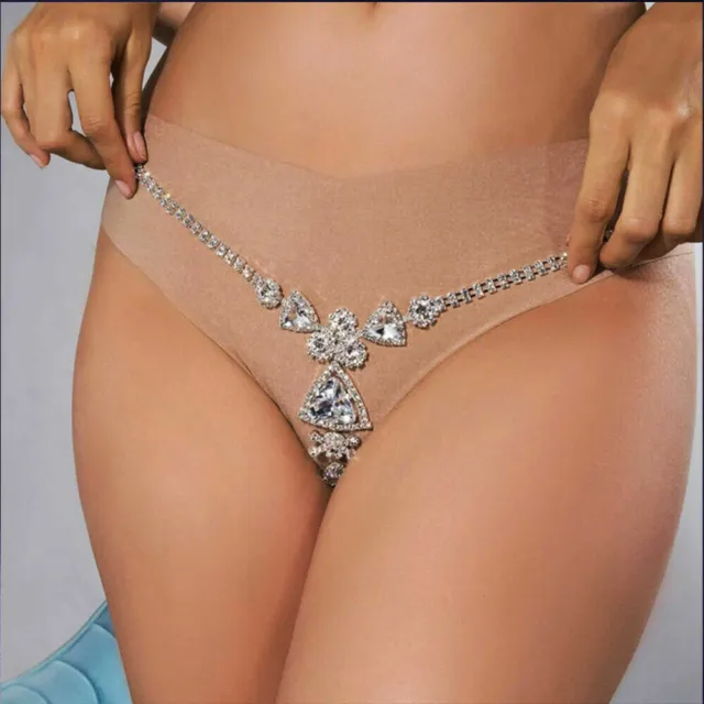 Hot New Body Chain Jewelry Bra Thong Set Tassel Sexy Rhinestone Bikini Crystal