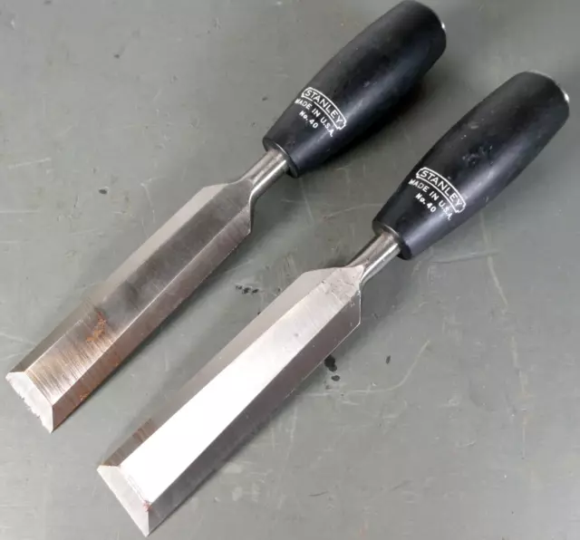 Vintage 2 Pc. New Old Stock Stanley Everlast No. 40 1 1/4" Firmer Chisels in Box