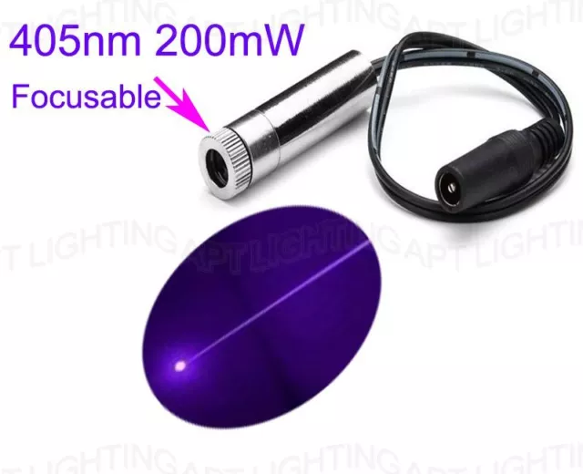 Focusable 405nm 200mW Blue-violet Laser Module DIY Cutting Engraving Driver IN