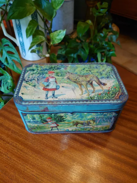 Boîte en métal, lunch box, ancienne, "Le petit chaperon rouge", 1930