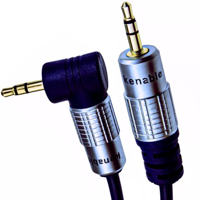 5m PURO OFC Ángulo Recto 3.5mm Jack Estéreo a Jack Cable AUXILIAR Dorado EXTRA LARGO