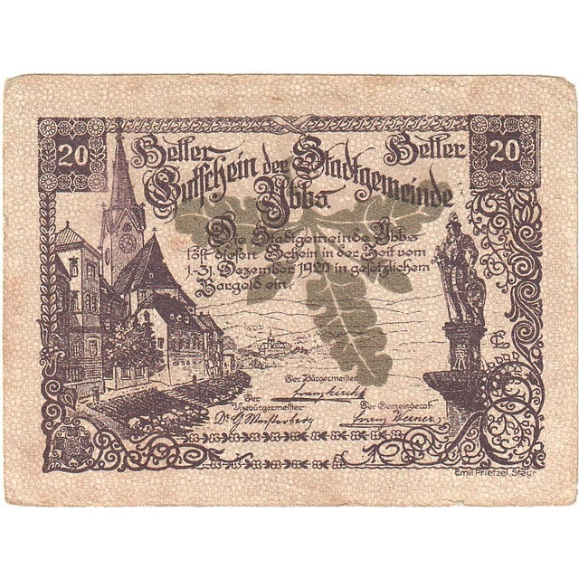 [#287979] Austria, Ybbs, 20 Heller, village, 1920, 1920-12-31, VF, Mehl:FS 1258,