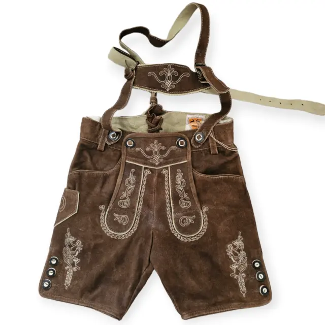 Country Maddox Erwin Kids Traditional German Octoberfest Leather Shorts Size 6-7