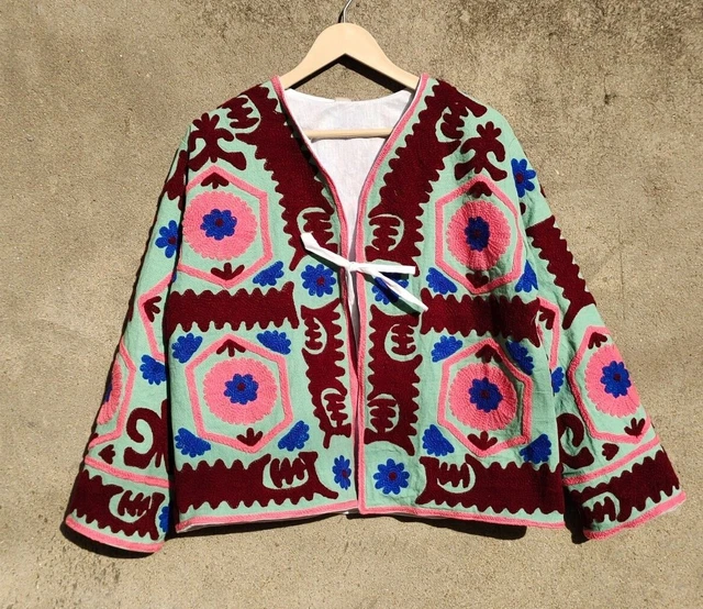 Veste En Coton Jaune Psychédélique Patchwork - Style Hippie/goth - Tailles 6 à 16 - Neuf Avec étiquette - Népal