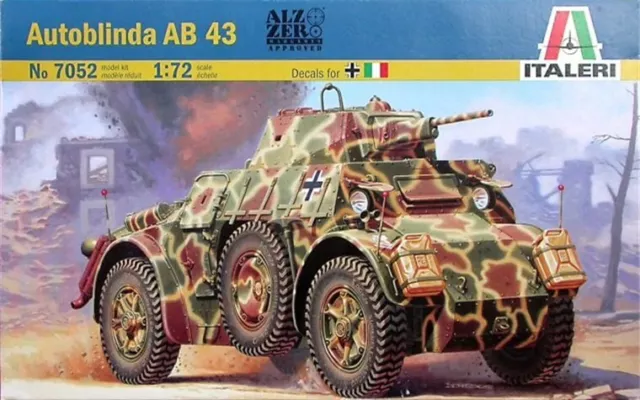 Italeri 7052 1/72 Scale Model Kit WWII Italian Armored Car Autoblinda AB.43