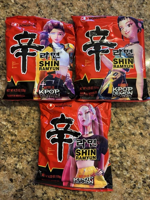 3PK KPOP DEMON Hunters SHIN Ramyun Ramen Huntrix Rumi Zoey Mira Spicy ...