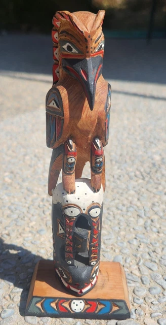 Vintage Rick Williams Carved Wood Totem Pole Northwest Seattle Artist Signed