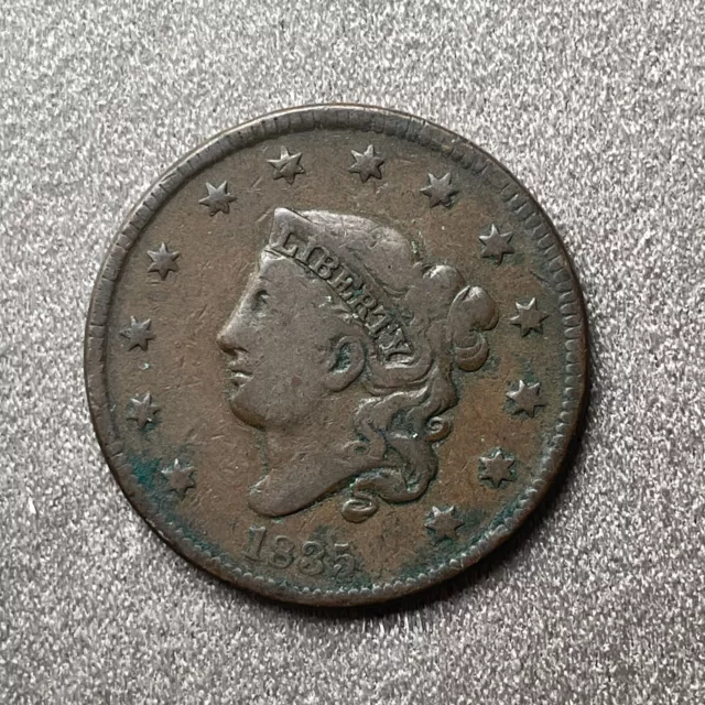 United States Matron or Coronet Head large Cent 1835 small 8