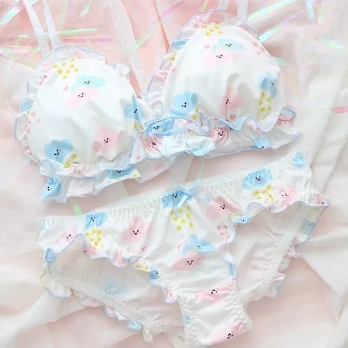 Strawberry Japanese Milk Silk Bra & Panties Set Underwear Lolita Bra Panty  Set