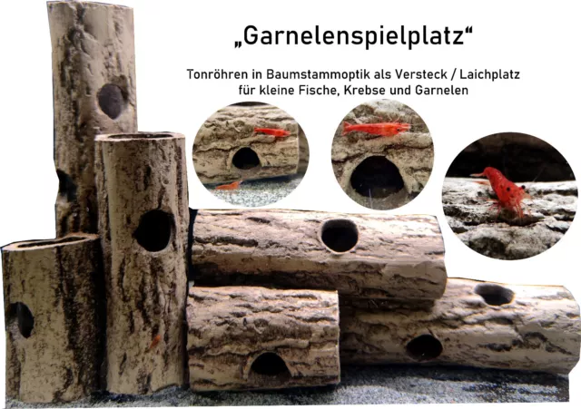 Garnelen Höhle, Spielplatz, Ton Holzoptik, Versteck, Krebs, Wels. Deko Aquarium