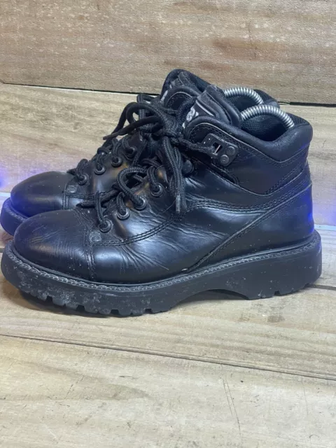 VINTAGE GBX BLACK Leather Chunky Platform Lace Up 90s Y2K Boots