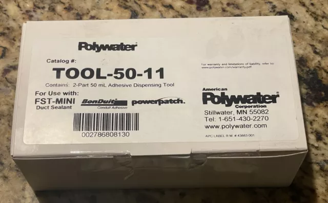 PolyWater 2-Part 50ml Adhesive Dispensing Tool / TOOL-50-11 / NEW