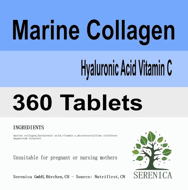 Marine Collagen 1200mg Hyaluronic Acid Vitamin C x 360 Tablets