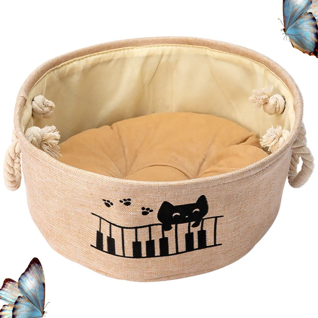 1pc portable pet house Bequemes Baumwoll-gewebtes Katzenbett Atmungsaktives Hau