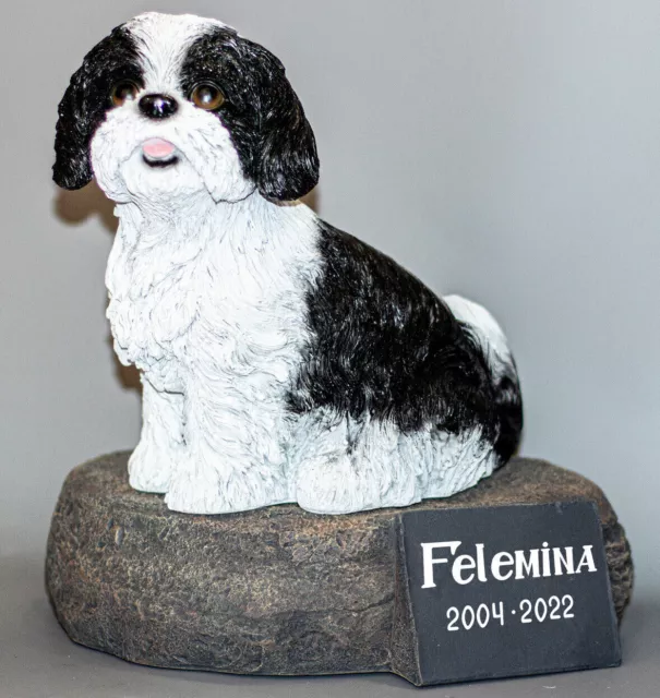 Dog Memorial Headstone Plaque Shih Tzu Cremation Urn Pet Ashes Statue Keepsake